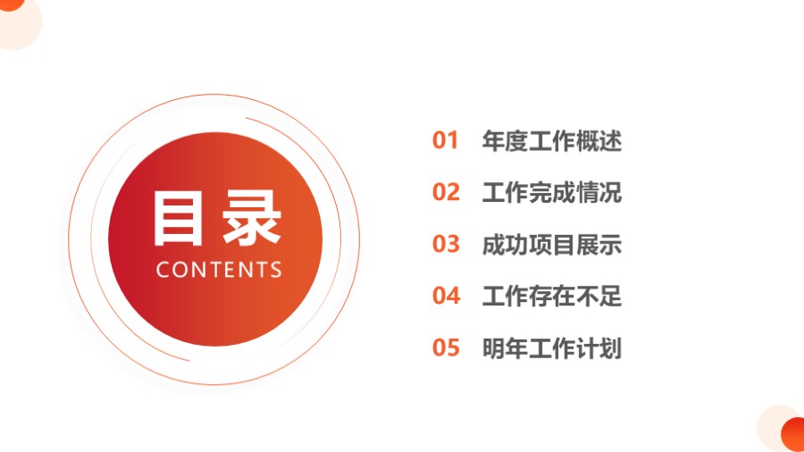 圆形简约PPT目录