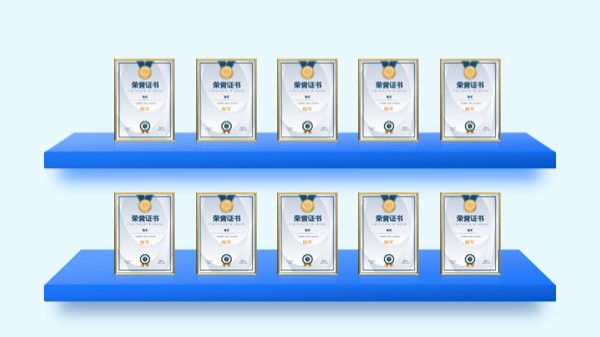 隔断十张竖版证书PPT版式