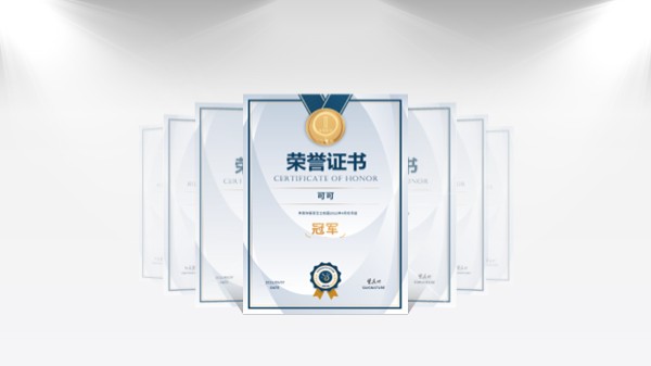 七张竖版证书PPT版式