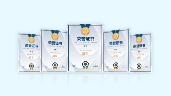 五张竖版证书PPT版式