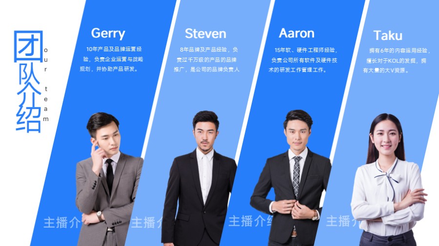 4人团队高管成员简介PPT板式
