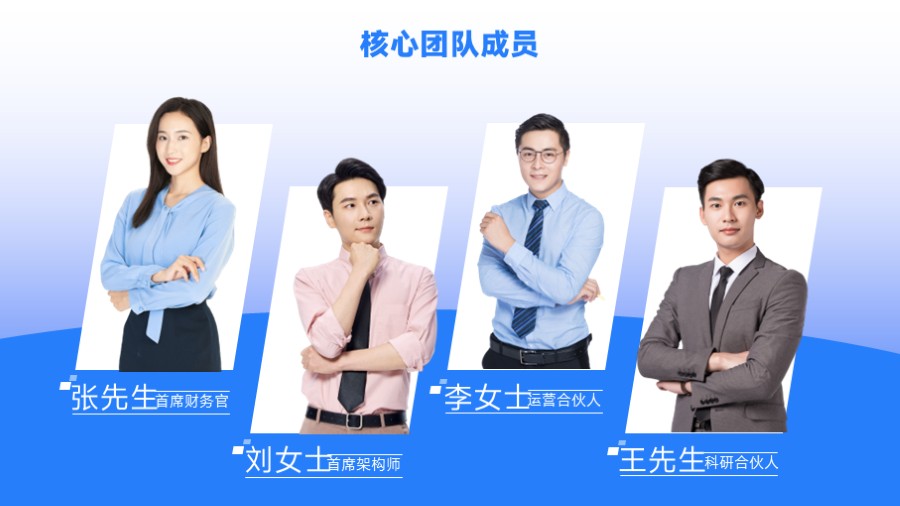 四人团队高管成员简介PPT板式