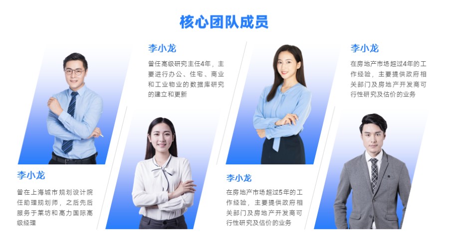 4人团队高管成员简介PPT板式