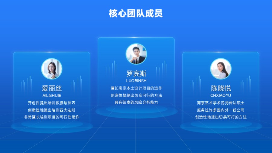 三人团队高管成员简介PPT板式