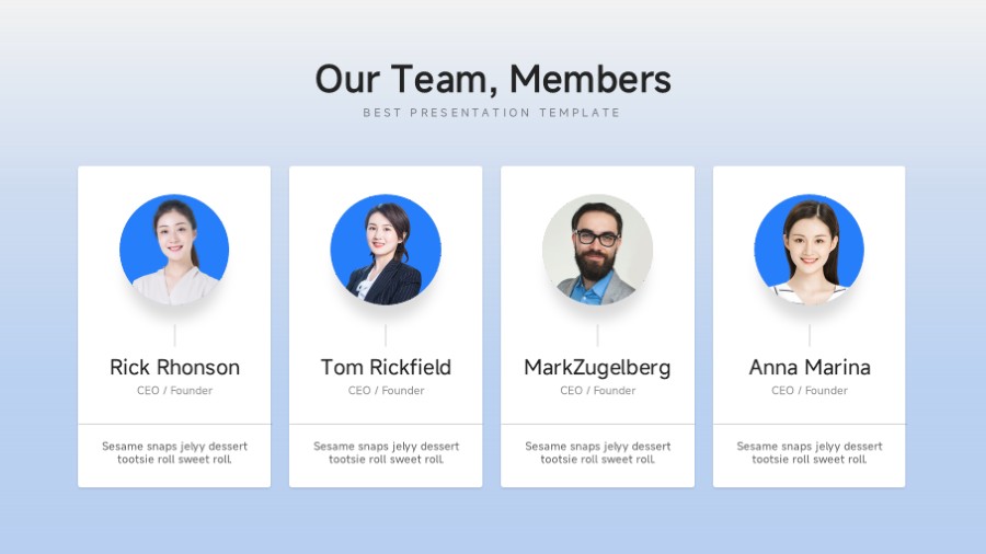 四人团队高管成员简介PPT板式