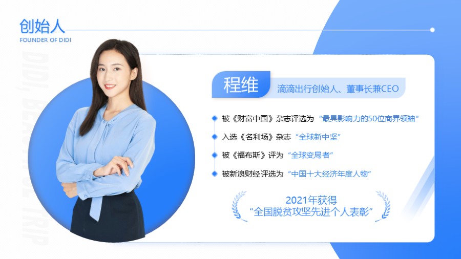 创始人个人履历简介PPT板式