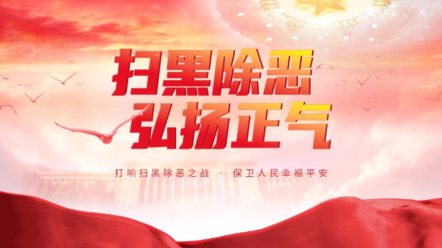扫黑除恶 弘扬正气红色党建PPT封面