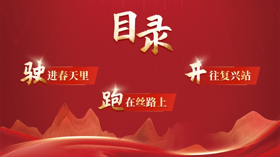 红色背景党建PPT目录