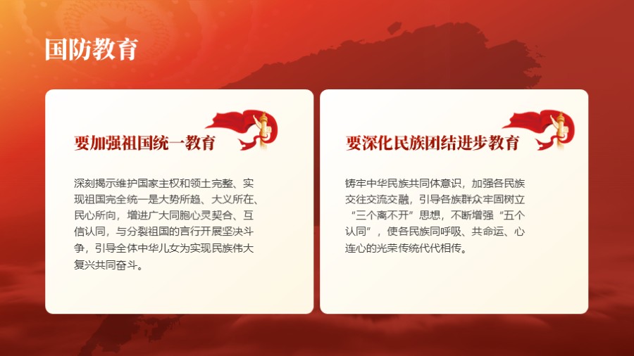 两段文字板块并列红色党建PPT板式