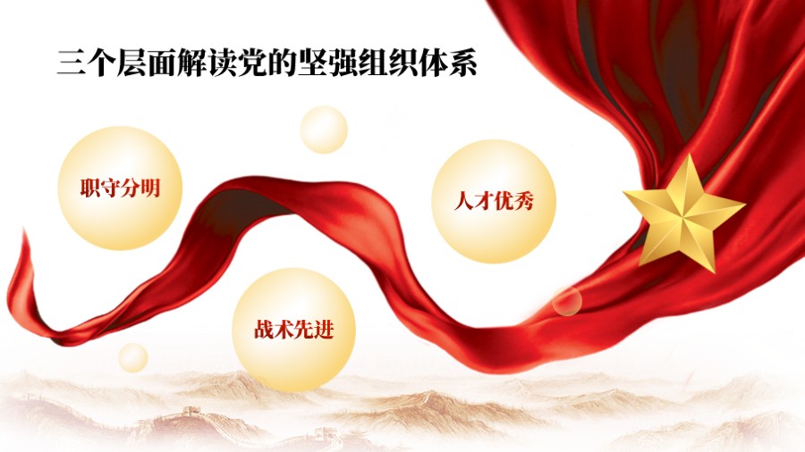 红丝绸飘带五角星党建风PPT板式