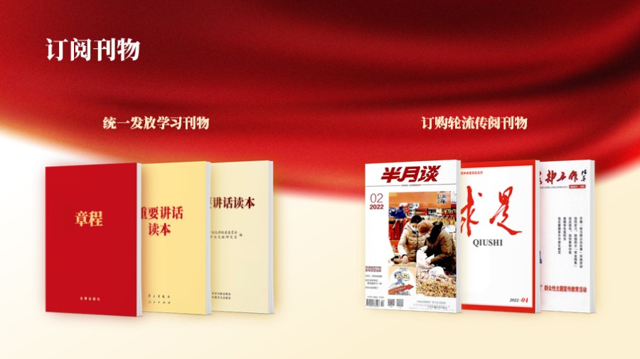 立体书本红色党建党政PPT板式