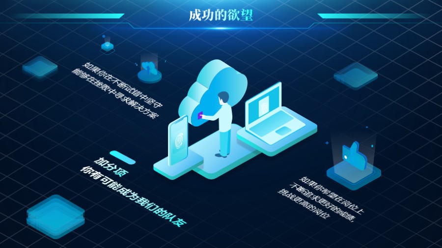 2.5D 云计算 笔记本电脑手机互联网PPT版式