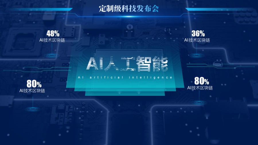 集成电路 人工智能 四项数据PPT版式