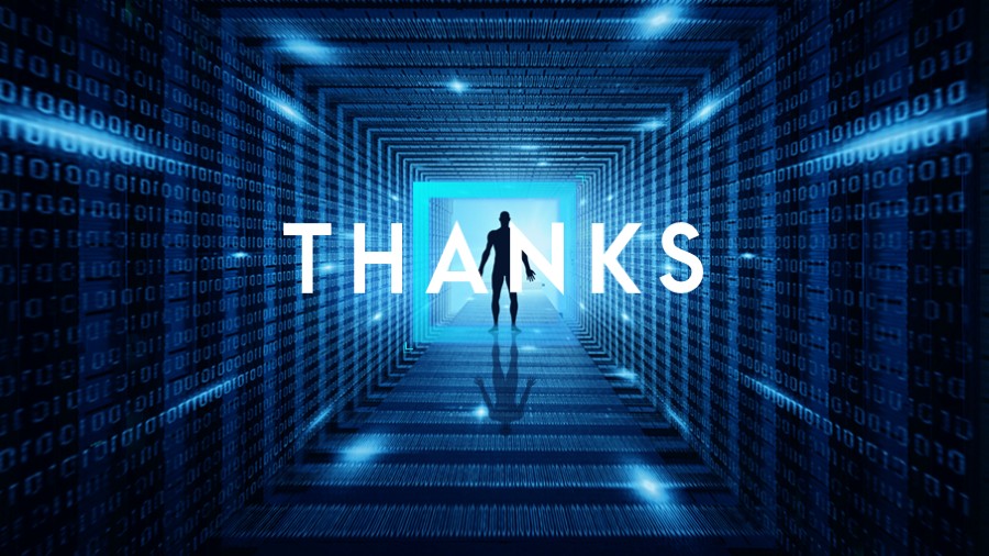 数字时空隧道科技风PPT致谢页