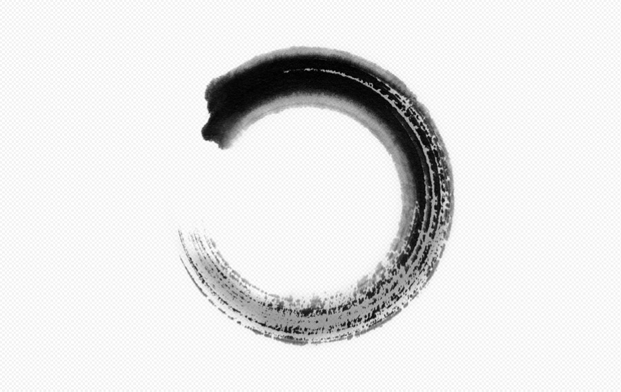 水墨笔刷龙形环