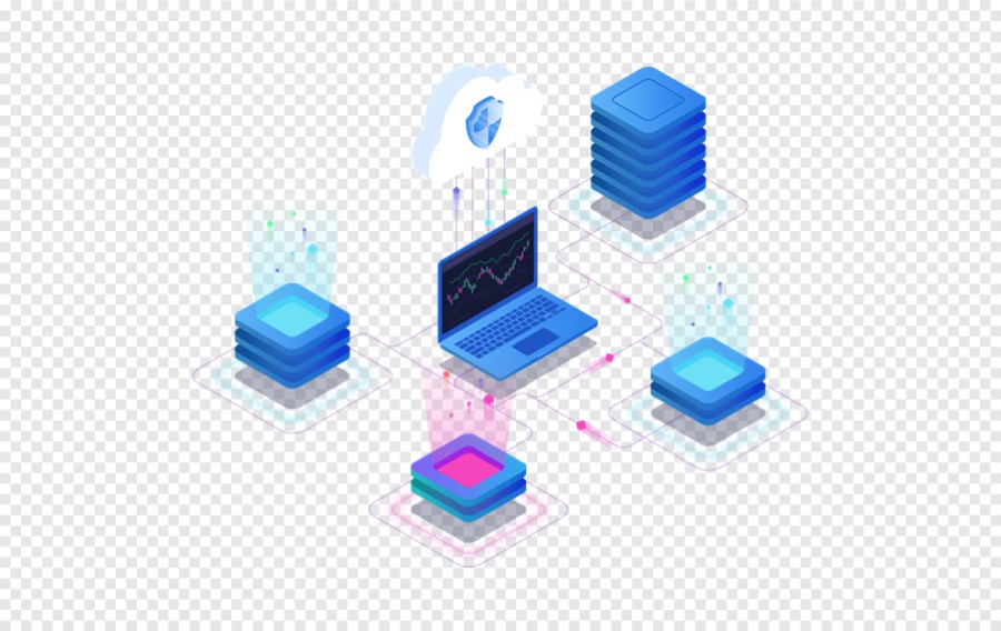 2.5D 办公笔记本电脑 云计算区块链 插图