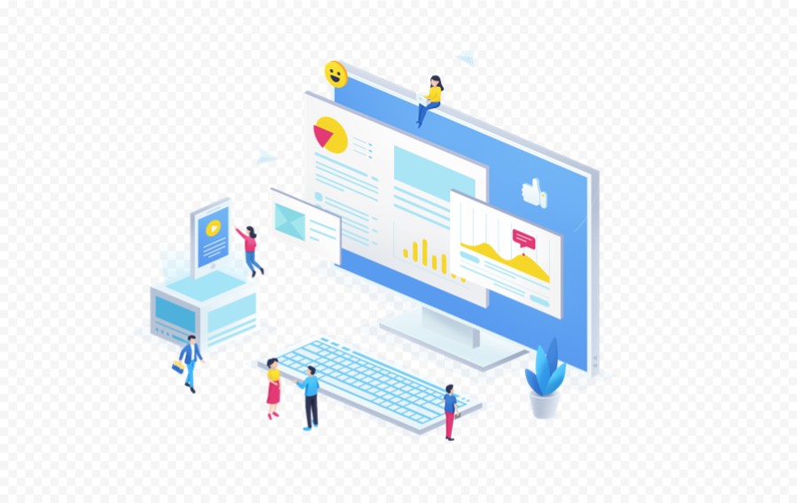 2.5D电脑办公报表PPT插画