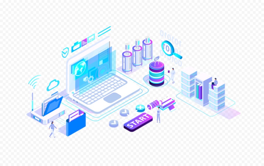 2.5D笔记本电脑服务器网络大数据插画
