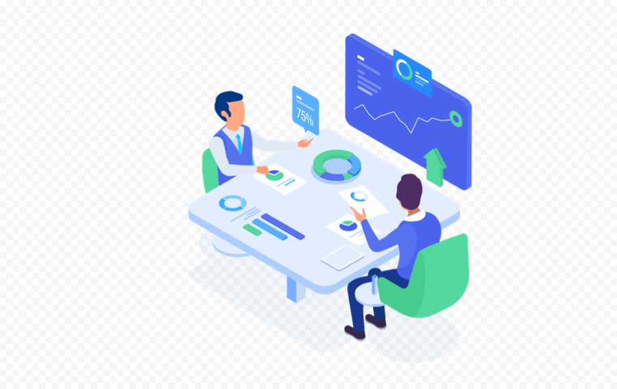 2.5D办公会议报表PPT插画