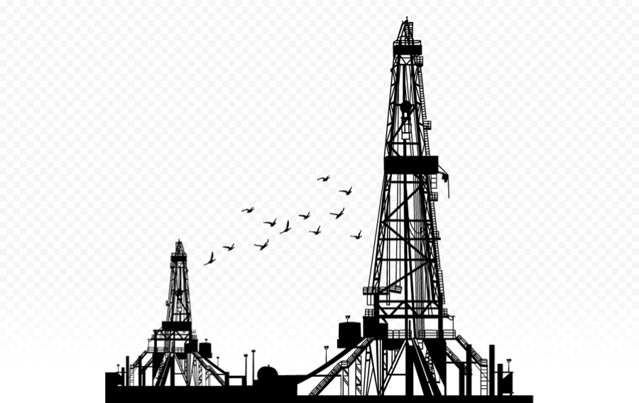 油田钻井钻机钻塔剪影