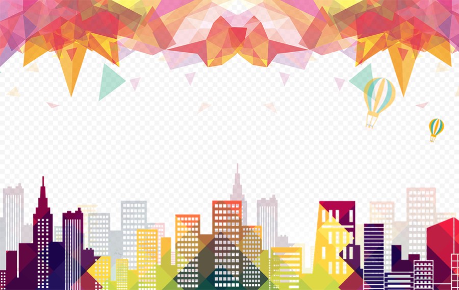 彩色城市楼房背景图