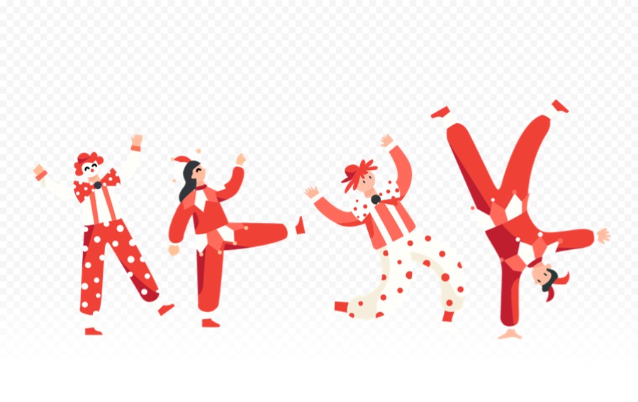 小丑杂技手绘人物